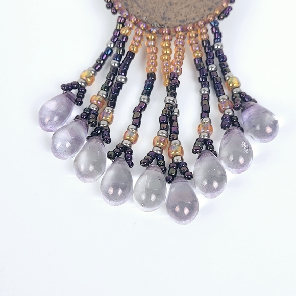 Vtg Dragonfly Earrings~Dangle Beaded~Teardrop~Leather Back~Handmade~Southwestern - Picture 14 of 14